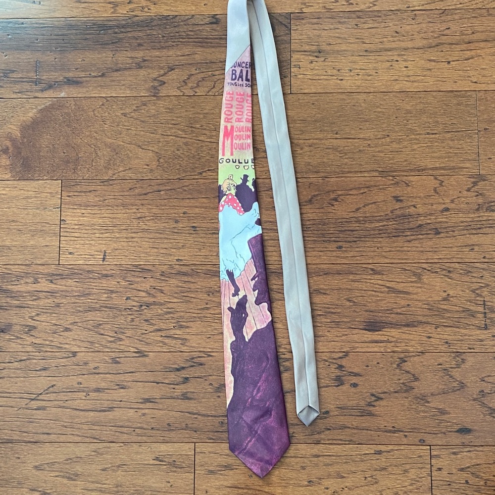 Vintage 80s Ralph Marlin Moulin Rouge image tie